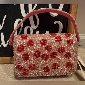 Heart Lollipop Beaded Bag by Made in India, NWT